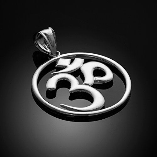 Sterling Silver Openwork Hindu Meditation Yoga Charm (Aum) Om Pendant Necklace