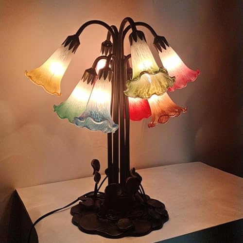 Bieye LS103S Lily Flower Blown Glass Lampshade (Amber Green, Opening I.D. 0.87" x O.D. 1") - color: Amber Green, size: Small I.D. 0.87" x O.D. 1"
