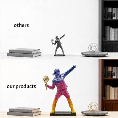 Banksy-Inspired Flower Thrower Sculpture