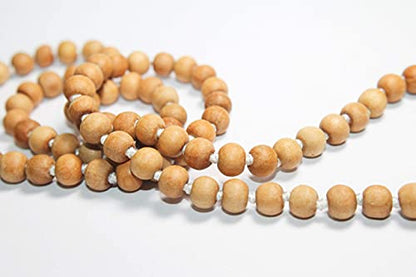 8MM Tulsi mala Beads Necklace Holy Basil 108 + 1 Beads Ram Japa Prayer Mala Energized 108 Hindu Tibetan Buddhist Rosary for Chanting Mantra - color: White Tessel