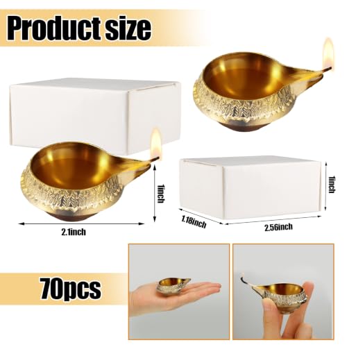 Retisee 70 Pcs Brass Diyas for Diwali, Diya Lamps for Pooja & Return Gifts