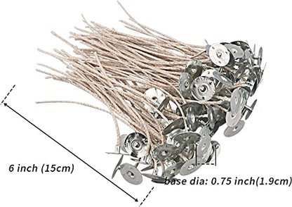 100pcs CD Wicks for Soy Candles, 6 inch Pre-Waxed Wick with Base (CD14) - size: CD14