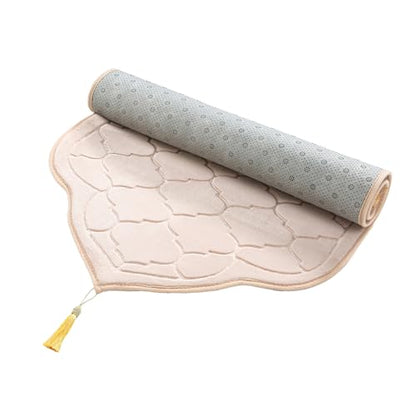 JE JOUE Prayer Rug Muslim Mat Islamic - Thickening Sponge Muslim Rug for Men Women Eid Travel Ramadan, Soft Luxury Great for Knees and Forehead （Camel） - color: Camel