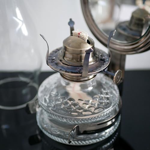 2Pcs Oil Lamp Burner #2 Size Bronze Plated for Antique Lamps Oil Lamp Replacement Kerosene Lamps Parts with Reduction Collar and Cotton Lamp Wick Fits Holds a 3 Inch Base Chimney - color: Green Bronze/2 Pk