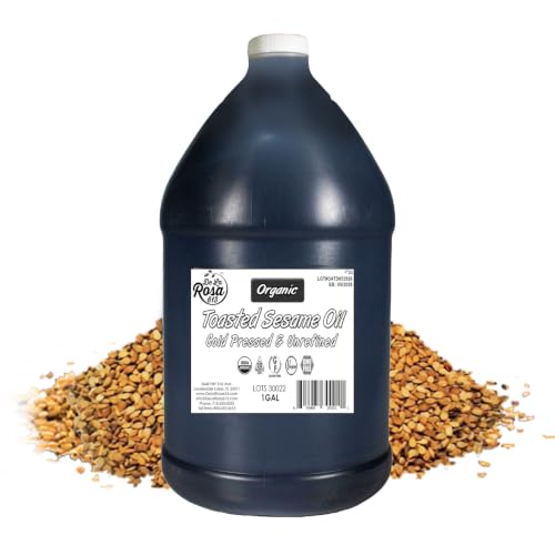 De La Rosa Organic Toasted Sesame Oil, Cold Pressed & Unrefined (1 Gallon) - size: 128 Fl Oz (Pack of 1)