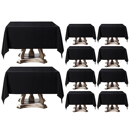 10 Pack Black Square Tablecloths 52x52 Inch for Dining Tables - color: Black, size: 52" x 52" (10 Pack)