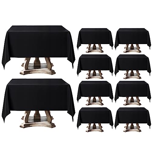 10 Pack Black Square Tablecloths 52x52 Inch for Dining Tables - color: Black, size: 52" x 52" (10 Pack)