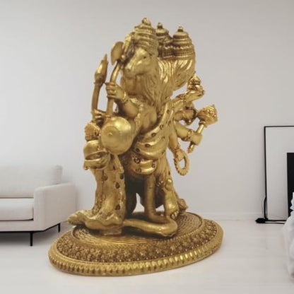 Brass Panchmukhi Hanuman Superfine Idol 3.25 Inch 190g Handcrafted Lord Hanuman Brass Statue for Home Temple Pooja Room Office Decor | Five Face Hanuman Decorative Figurine