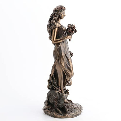 10.38 Inch Ostara - Germanic Goddess of Easter Cold Cast Bronze Statue