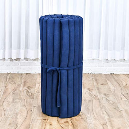 Leewadee Thai Roll Mat 75 x 28 inches Kapok Firm - color: Cl44 - Blue, size: M: 75x28"