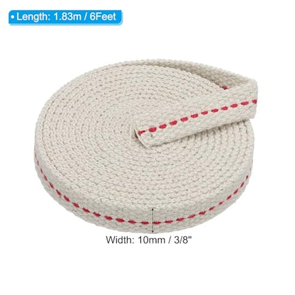 PATIKIL 3/8" Wide 6 Feet 100% Cotton Flat Wick, Oil Lamp Wicks with Red Stitch for Kerosene Lamp Lantern Oil Burner - color: Red, size: 3/8" x 6 Feet