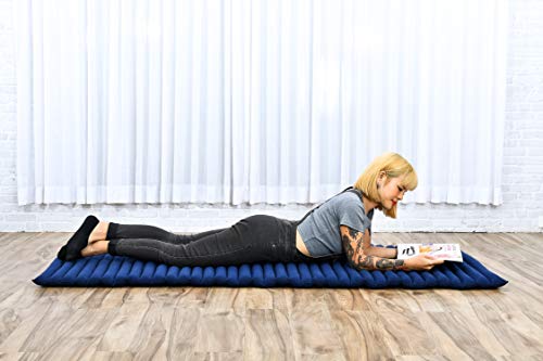 Leewadee Thai Roll Mat 75 x 28 inches Kapok Firm - color: Cl44 - Blue, size: M: 75x28"