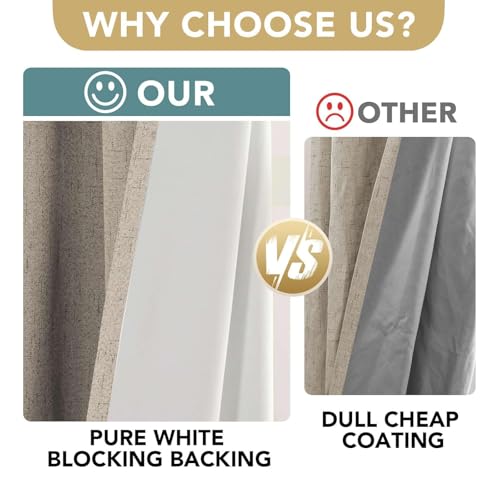 H.VERSAILTEX 100% Blackout Linen Curtains 90" L 2 Panels Cobblestone - color: Cobblestone, size: 52"W x 90"L (Pack of 2)