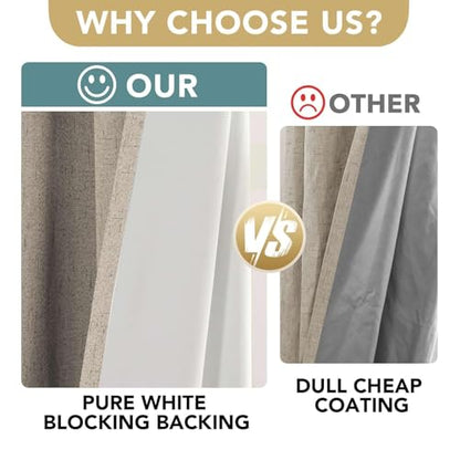 H.VERSAILTEX 100% Blackout Linen Curtains 90" L 2 Panels Cobblestone - color: Cobblestone, size: 52"W x 90"L (Pack of 2)