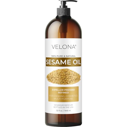 velona Sesame Seed Oil - 32 fl oz, Expeller Pressed, Refined, with Pump - size: 32 Fl Oz (Pack of 1)