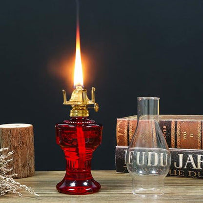 Kerosene Oil Lamp for Indoor Use,1 Kerosene Lamp,1 Tweezers and 2 Wicks - color: Red