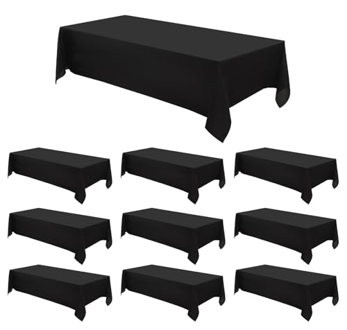 10 Pack Black Rectangle Tablecloths 60x120 Inch for 8ft Tables - color: Black, size: 120" x 60" (10 Pack)
