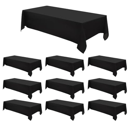 10 Pack Black Rectangle Tablecloths 60x120 Inch for 8ft Tables - color: Black, size: 120" x 60" (10 Pack)