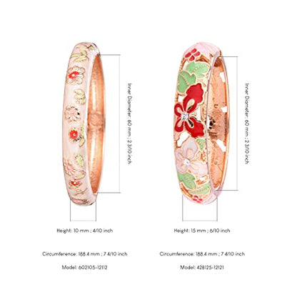 UJOY Fashion Cloisonne Bracelets Plated Butterfly Filigree Enameled Womens Gifts Bangles Spring Hinged 88A09 - color: 2 Pcs/Set-A09-Cream White