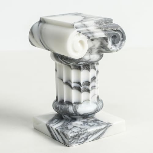 Marble Roman Pillar Statues Small Sculpture Decor for Coffe Table, Decorative Pillar for Living Room Bedroom Bookshelf Display, Mini Roman Columns for Weddings & Valentines, Tabletop Elegant Statue - color: Arabescato
