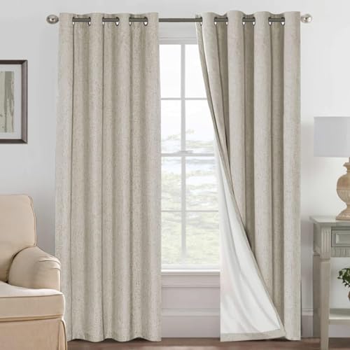 H.VERSAILTEX 100% Blackout Linen Curtains 90" L 2 Panels Cobblestone - color: Cobblestone, size: 52"W x 90"L (Pack of 2)