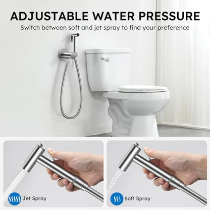Arofa Built-in Hot and Cold Bidet Sprayer for Toilet, Hands-Free Control - color: Brushed Nickel, size: Built-in Hot & Cold Water Modes-Round