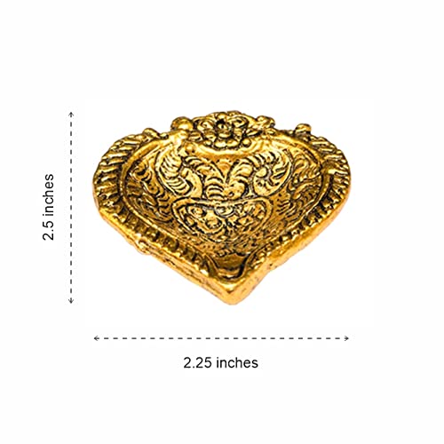 Wonder Care Ganesha Lakshmi Statue Sculpted in Great Detail in Ivory Antique Finish Metal Diya for Diwali Pooja Oil Lamp- Ganesh Idol for Car | Home Decor | Mandir | Gift | Hindu God Idol