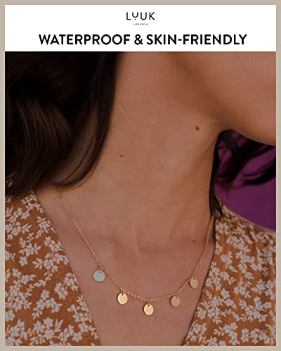 LUUK LIFESTYLE Dainty Stainless Steel Pendant Necklaces Silver Gold Rose - color: Gold, size: Mini discs