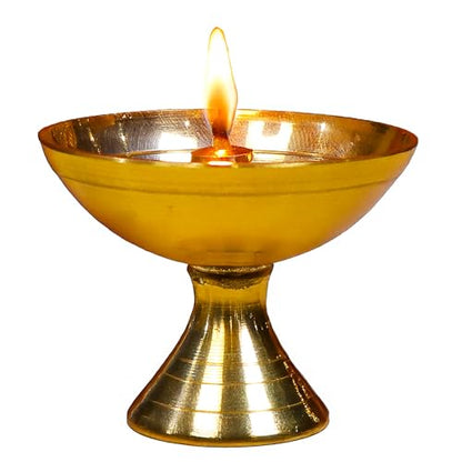 Fine Living Handcrafted Paro Pyali Brass Diya for Pooja 2.2", Gold Finish - style: Paro Pyali Diya