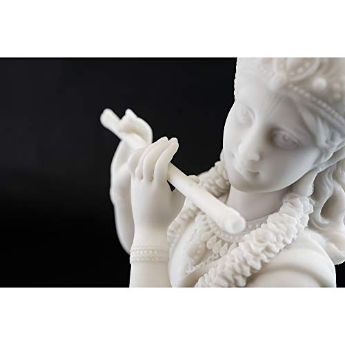 Top Collection Krishna Statue- Hindu God of Love and Divine Joy Sculpture in Premium White Marble Finish- 10-Inch Collectible Figurine