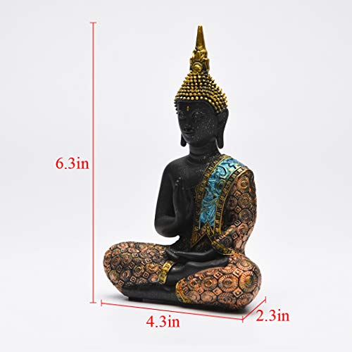 BRASSTAR Resin Thai Sitting Buddha Asian Statue Luck Wealth Sculpture - size: Small