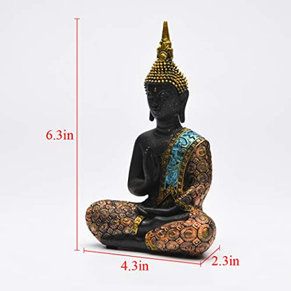 BRASSTAR Resin Thai Sitting Buddha Asian Statue Luck Wealth Sculpture - size: Small