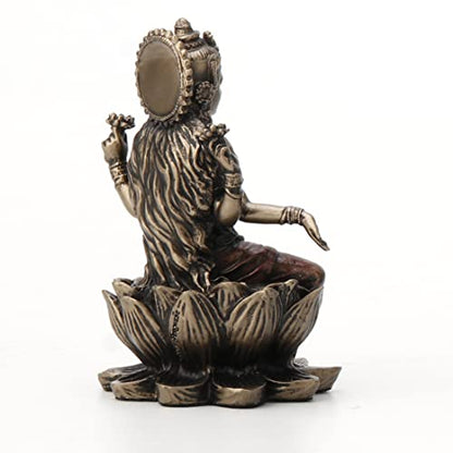 Veronese Design 3 3/8" Lakshmi Sitting on Lotus Spiritual Resin Statue Painted Bronze Finish