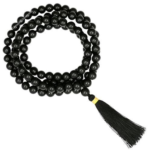 Amazing Gemstone Black Tourmaline Mala Beads - 108 Prayer Beads for Meditation and Mindfulness Practice, Handcrafted Mala Beads with Natural Gemstones for Spiritual Healing and Relaxation(Plain) - color: Black Tourmaline, style: Plain