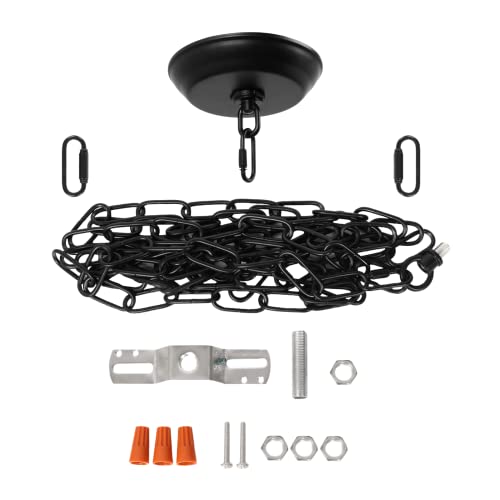 10 Feet Heavy Duty Black Chain with 5" Light Canopy Kit for Chandelier, Swag Light Kit Light Fixture Mounting Bracket for Hanging Light - color: Black 10 Ft Chain with 5" Canopy