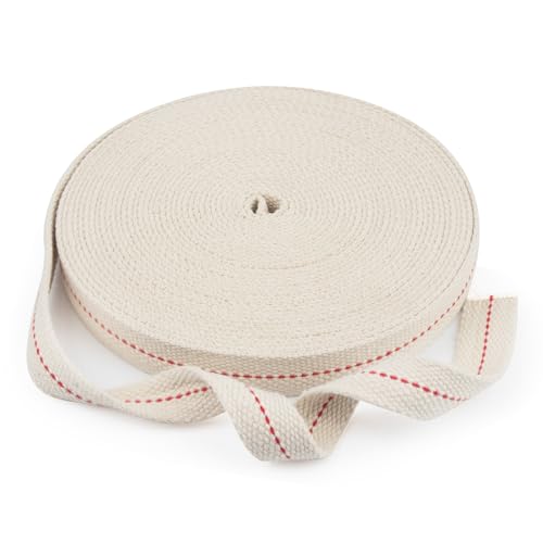 SWATOM Oil Lamp Wicks 33 Feet Roll 7/8 Inch Oil Wick for Lamps Cotton Lantern Kerosene Wick Replacement with Genuine Red Stitch - size: 7/8 Inch Cotton Oil Lamp Wicks 33 Feet