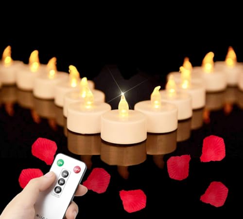 Tea Light Candles with Remote Control,Flickering Flameless LED Candle 24pcs - color: Remote-warm yellow, size: 24pack