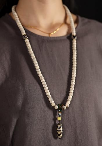 8mm 108 Mala Beads Bracelet for Men Natural Wooden/Bodhi Bead Necklace as Buddhist Meditation Prayer Beads - style: Bodhi Beads with Lucky Bear