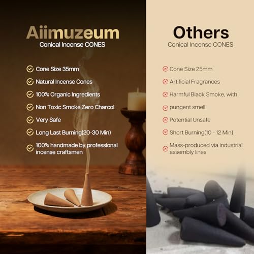 Aiimuzeum® Natural Cedar Incense Cones 30 PCS- Handmade Excellence, Long Burning Perfect for Relaxation and Meditation,Aromatic Rooms,Air Purifier Home and House Decor (Himalayan-Cedar)