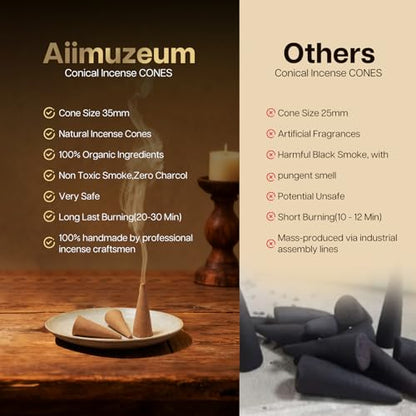 Aiimuzeum® Natural Cedar Incense Cones 30 PCS- Handmade Excellence, Long Burning Perfect for Relaxation and Meditation,Aromatic Rooms,Air Purifier Home and House Decor (Himalayan-Cedar)