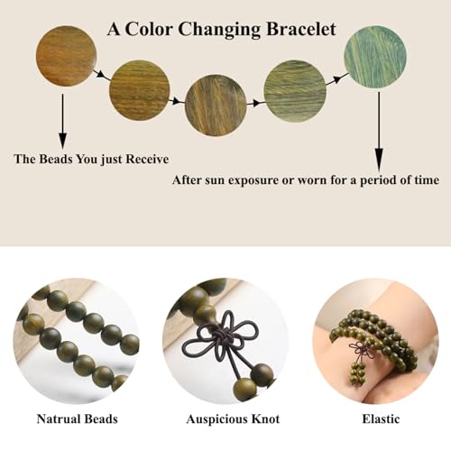 Green Sandalwood Mala Bracelet for Men 108 Beads for Meditation Mala Beads Necklace - style: 8mm Round Beads-32 Inches