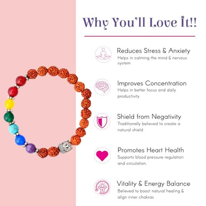 LOVENSPIRE Gold-plated 5 Face Original rudraksha beads Bracelet for Men – Panchmukhi Spiritual Wrist jewelry for Meditation & positive Energy - color: Healing Stones Mix