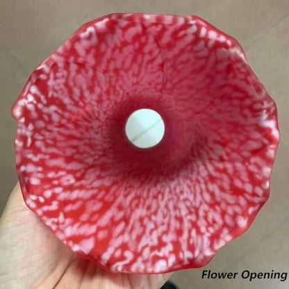 Bieye LS97 Lily Flower Blown Glass Lampshade (Red, Opening I.D. 1.26" x O.D. 1.5") - color: Red, size: Large I.D. 1.26" x O.D. 1.5"