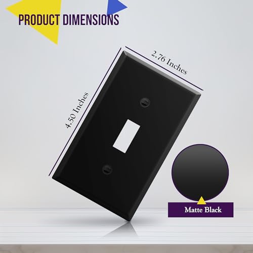 ENERLITES Toggle Light Switch Metal Wall Plate, 1-Gang, Black Matte - color: Black Matte, size: Standard Size