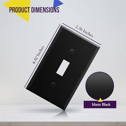 ENERLITES Toggle Light Switch Metal Wall Plate, 1-Gang, Black Matte - color: Black Matte, size: Standard Size