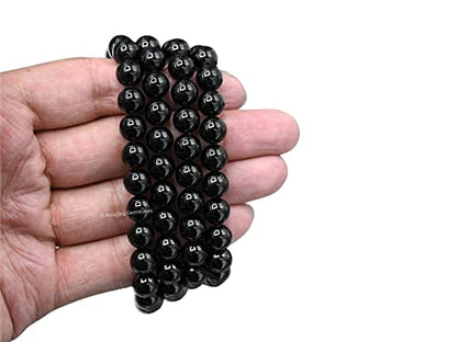 Amazing Gemstone Black Tourmaline Mala Beads - 108 Prayer Beads for Meditation and Mindfulness Practice, Handcrafted Mala Beads with Natural Gemstones for Spiritual Healing and Relaxation(Plain) - color: Black Tourmaline, style: Plain