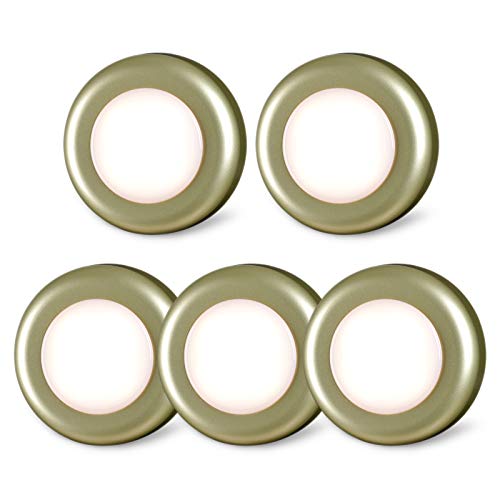 STAR-SPANGLED 2.8” LED Stick on Push Tap Light Battery, 5 Pack Golden Warm - color: Golden - Warm White
