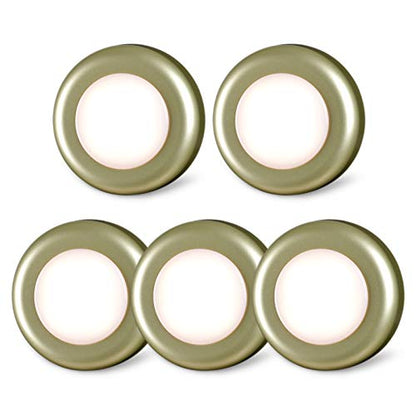 STAR-SPANGLED 2.8” LED Stick on Push Tap Light Battery, 5 Pack Golden Warm - color: Golden - Warm White