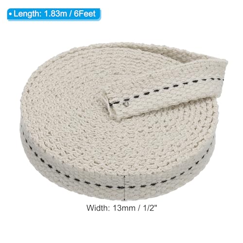 PATIKIL 1/2" Wide 6 Feet 100% Cotton Flat Wick, Oil Lamp Wicks with Black Stitch for Kerosene Lamp Lantern Oil Burner - color: Black, size: 1/2" x 6 Feet