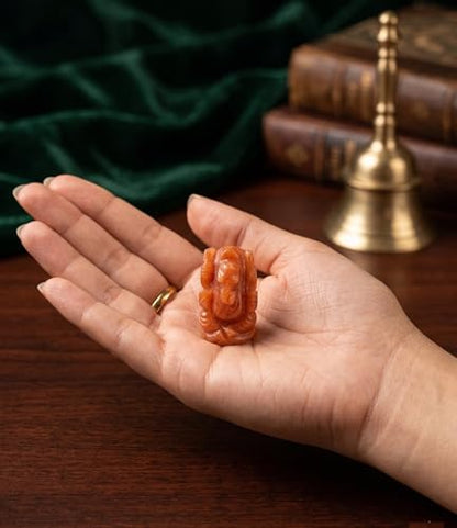Natural Red Aventurine Ganesh Tiny Ganesh Statue Ganesh for Gift Beautiful Handcrafted Ganesh Idol Pocket Ganesh Statue Sculpture - color: Red Aventurine Ganesh
